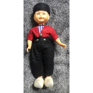 Vintage Dutch Boy Celluloid Doll 6” Wooden Shoes Moving Eyes